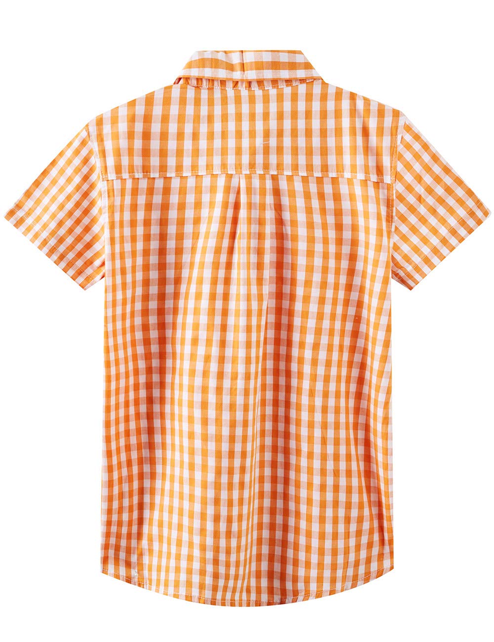 Spring&Gege Camisa de vestir de popelina a cuadros de manga corta para niño
