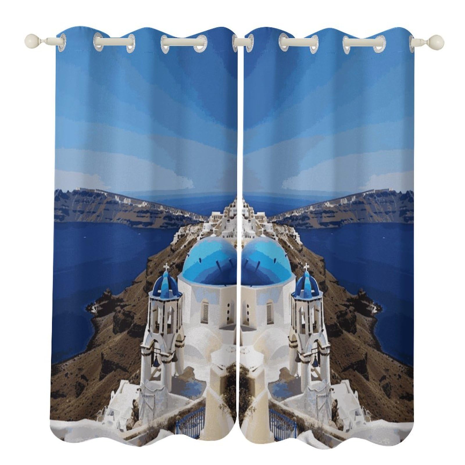 Rideaux occultants Santorini contre la chaleur et lumière bleu marine