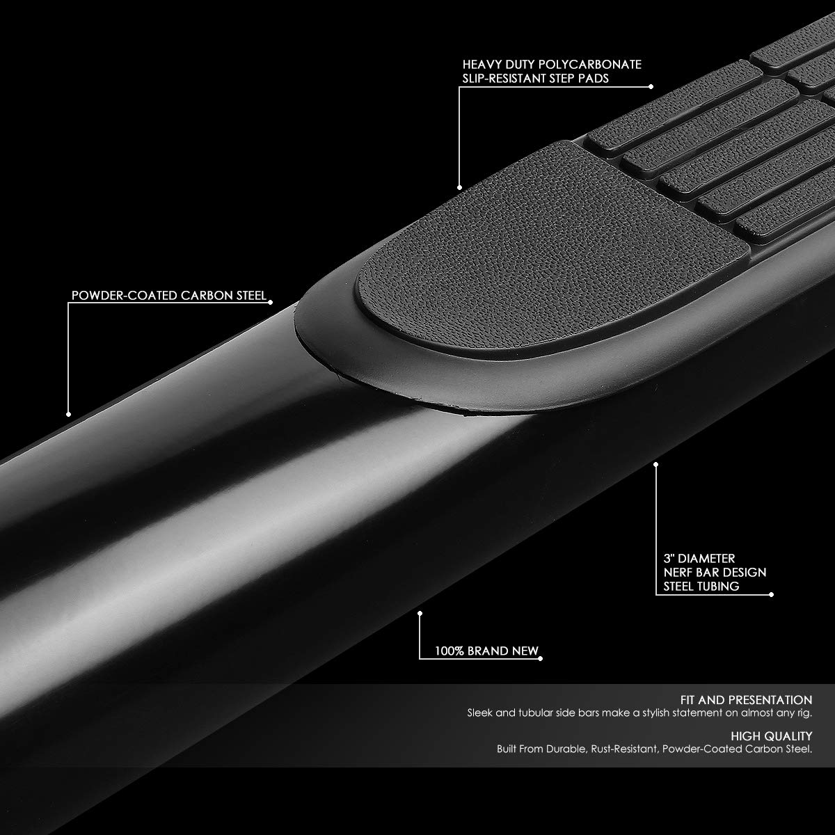 Auto Dynasty 3 Inches Running Boards Compatible with 19-20 Ram 1500 Quad Cab Mild Steel Side Step Nerf Bar, Black Powdercoated