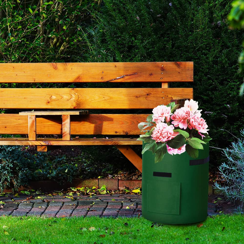 LITLANDSTAR Lot de 8 sacs de culture de pommes de terre de 37 litres robustes en tissu non tissé épais avec fenêtre et poignées, sac de plantation de jardin pour extérieur et intérieur, multicolore
