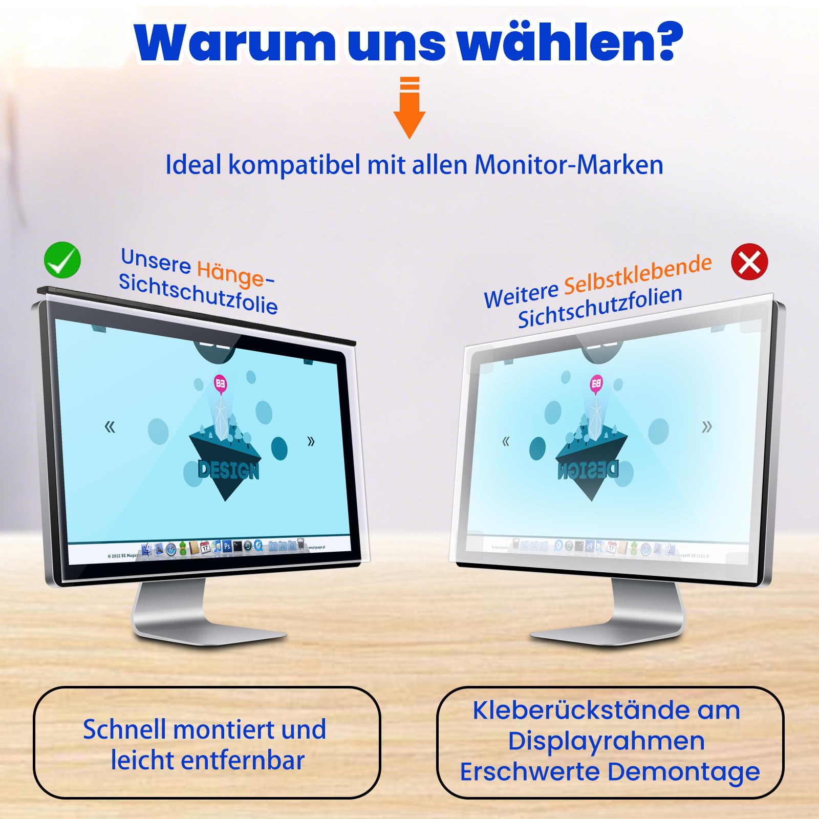 Blaulichtfilter Für 24 Zoll Monitor | HD Bildschirmschutz | Anti-Glare & UV-Schutz