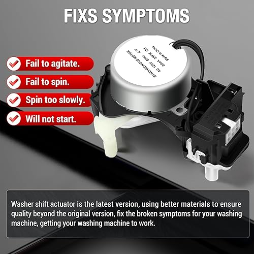 Miniatura 5 de Actuador de cambio de arandela W10913953 49tyz-e120a1 compatible con Whirlpool Maytag Kenmore Amana WTW5000DW1 MVWX655DW1 NTW4516FW3, reemplaza