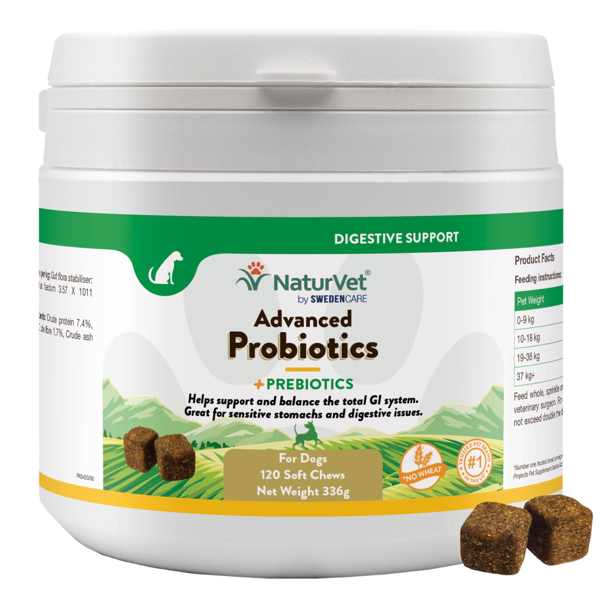 NaturVet Advanced Probiotics for Dogs – 120 Soft Chews – Supports Gut Health, Occasional Diarrhea, Digestive Health & Seasonal Allergies, Natural Ingredients – Vet-Approved — image 1