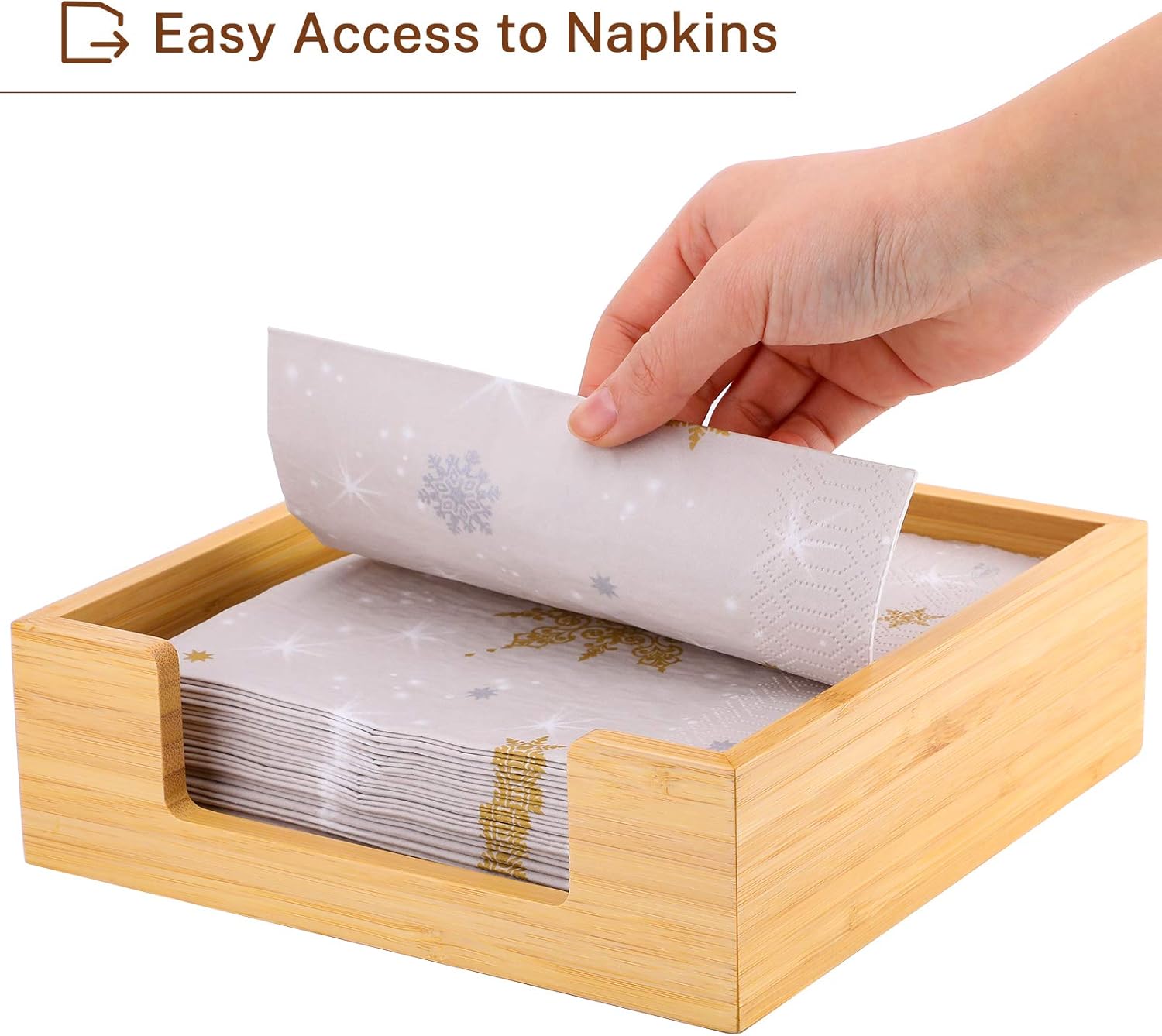 MaxGear Bamboo Napkin Holder, Lunch Napkin Holders for Tables, Table Top Decorative Napkin Tray for Dining Table and Kitchen,Wooden Luncheon Napkin Holder Tissue Dispenser 1 Pack: Home & Kitchen