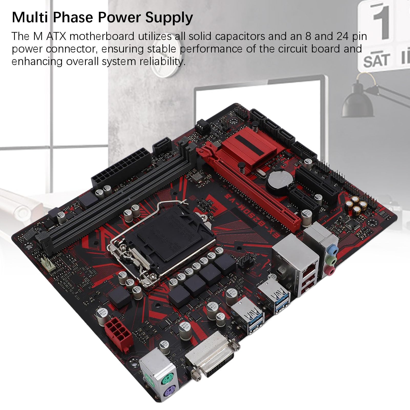 B250M V3 Desktop Płyta Główna, Płyta Główna Pulpitu Gier, Obsługa 2 Kanałowa DDR4 2400MHz PCI E 3.0, dla Procesora Procesora I7 I5 I3 14nm