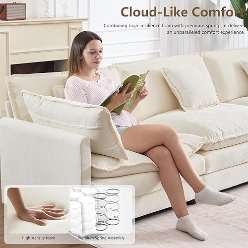 Miniatura 7 de Sofá Seccional Modular, Sofá Loveseat Moderno Sofá Nube con Otomana Móvil, Cómodo Asiento Profundo de Chenille en Forma de L Sofás para Sala de