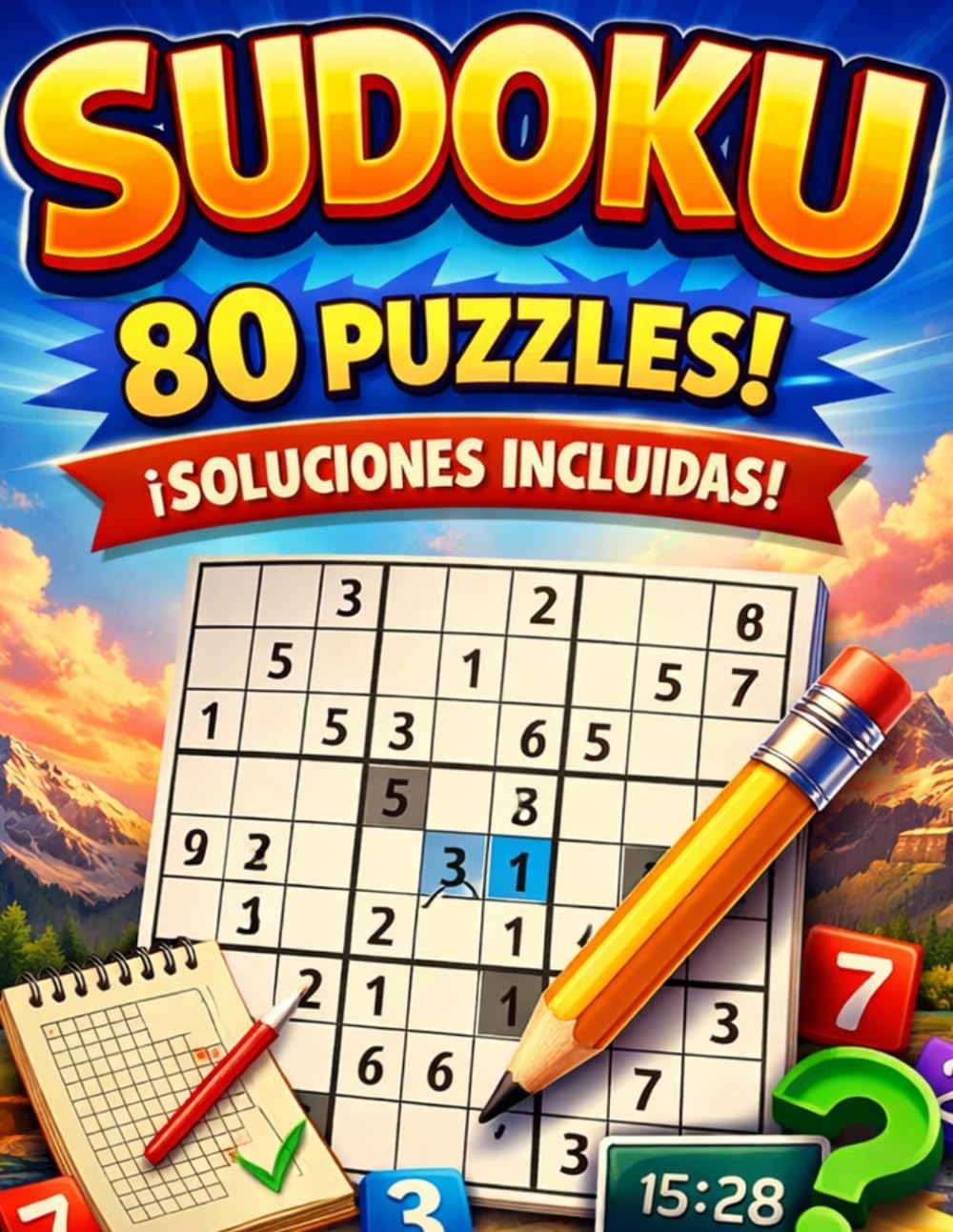 Sudoku 2026: 80 Sudokus con Soluciones Incluidas, Nivel de Dificultad medio, Formato Grande para Fácil Lectura, Ideal para Mantener la Mente Ágil y Reducir el Estrés.