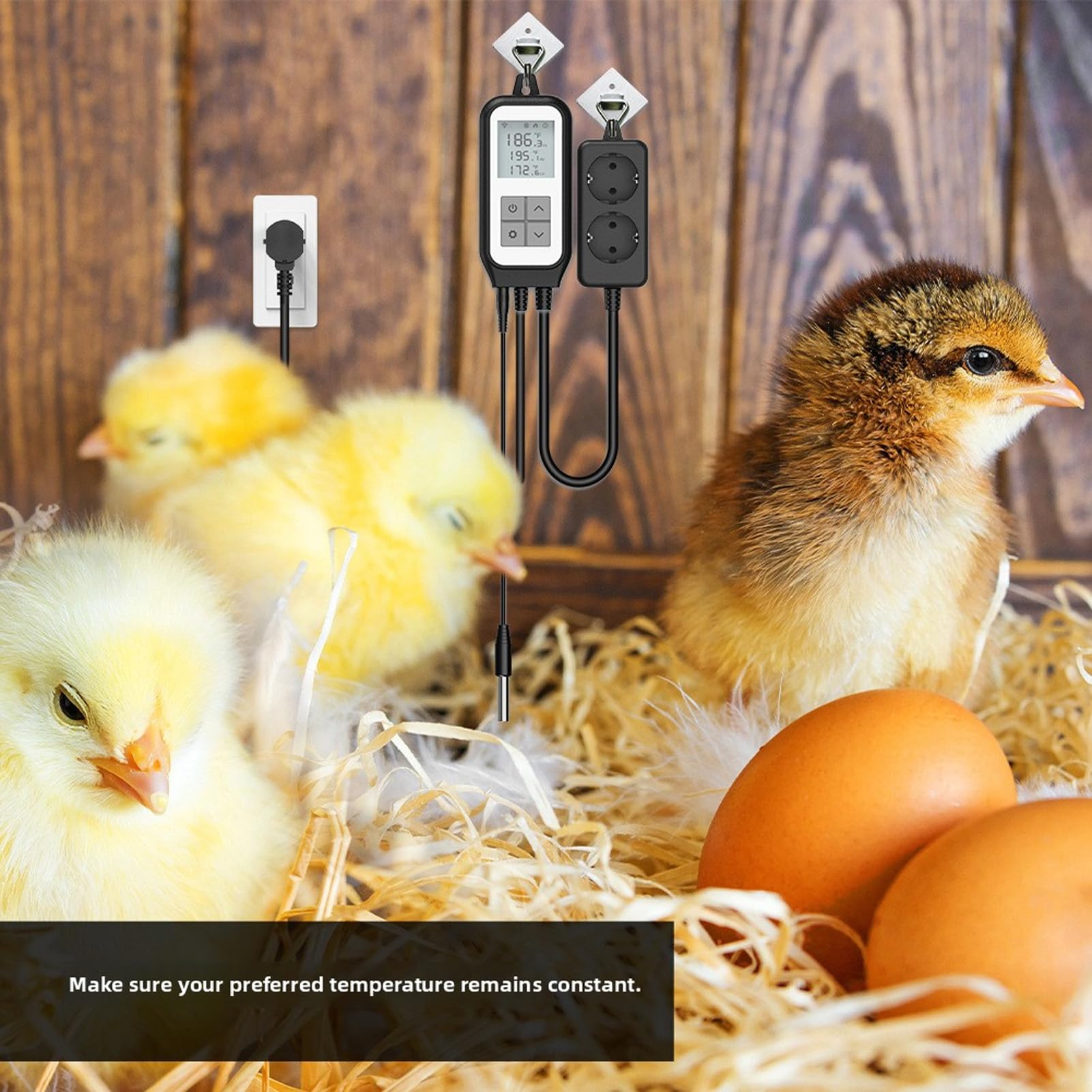 Regolatore Digitale della Temperatura, Presa Termostato WiFi con Sonda Impermeabile Sostituibile per Serra Dell'acquario, Supporto Controllo APP Smart (Spina europea 220-250 V)