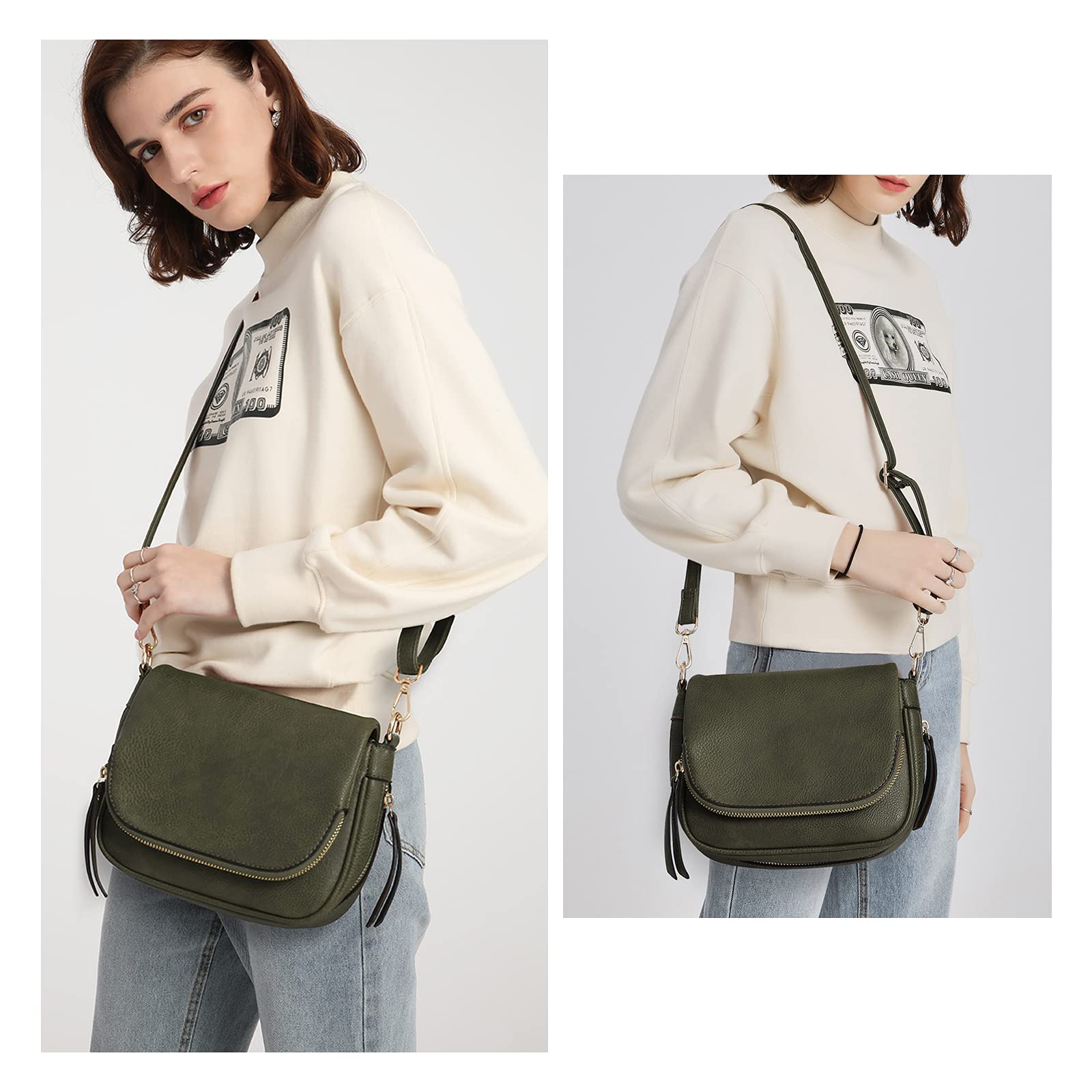 Borse a tracolla per le donne, piccole borse a tracolla con tasche multiple, in pelle PU, piccole...