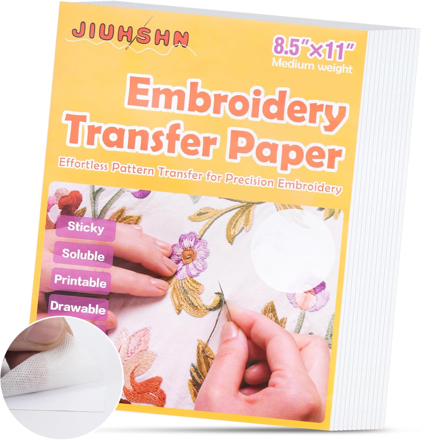 Water Soluble Embroidery Transfer Paper, 8.5"x11" (12 Pack)