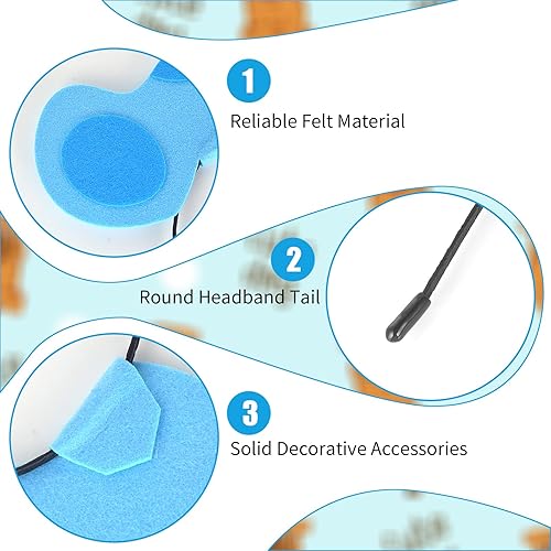 Miniatura 3 de SMAODSGN 2 diademas de orejas de perro para fiestas, diademas de animales, suministros de cumpleaños para perros azules y rosados, decoraciones para