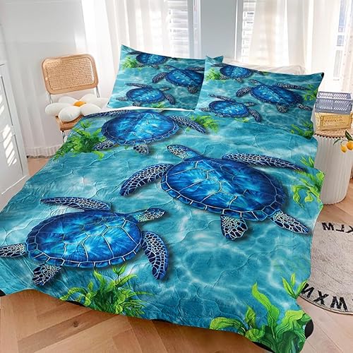 Miniatura 10 de MILANKET Juego de edredón bohemio, juego de edredón bohemio azul, tamaño matrimonial, edredón de flores vibrantes y capas, 1 edredón floral y 2