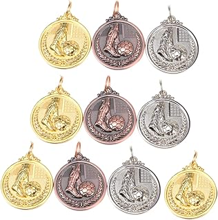 Kisangel Football Bronze Medal 10pcs Soccer Medals Award Medals for Sports Football Medal Award Gold Silver Award Medals Bronze Football Gold Medal