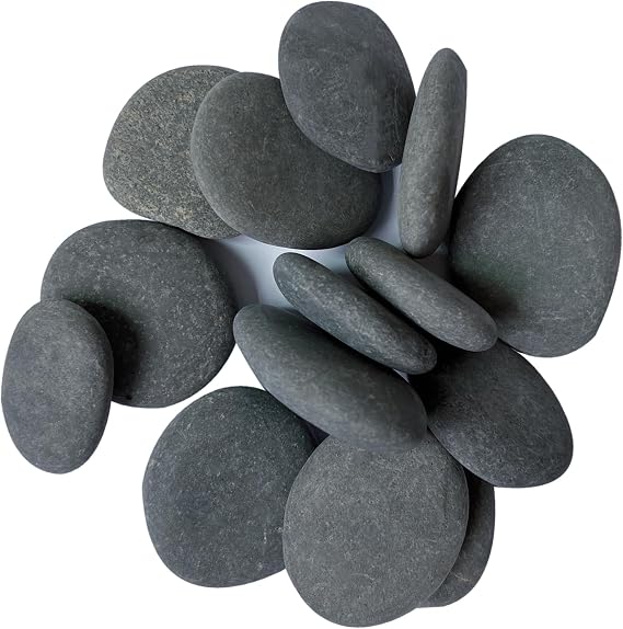 800g Grey Pebbles Gravel,Flat River Stones for Painting Arts Crafts 3-4.5CM