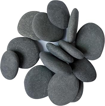 800g Grey Pebbles Gravel,Flat River Stones for Painting Arts Crafts 3-4.5CM