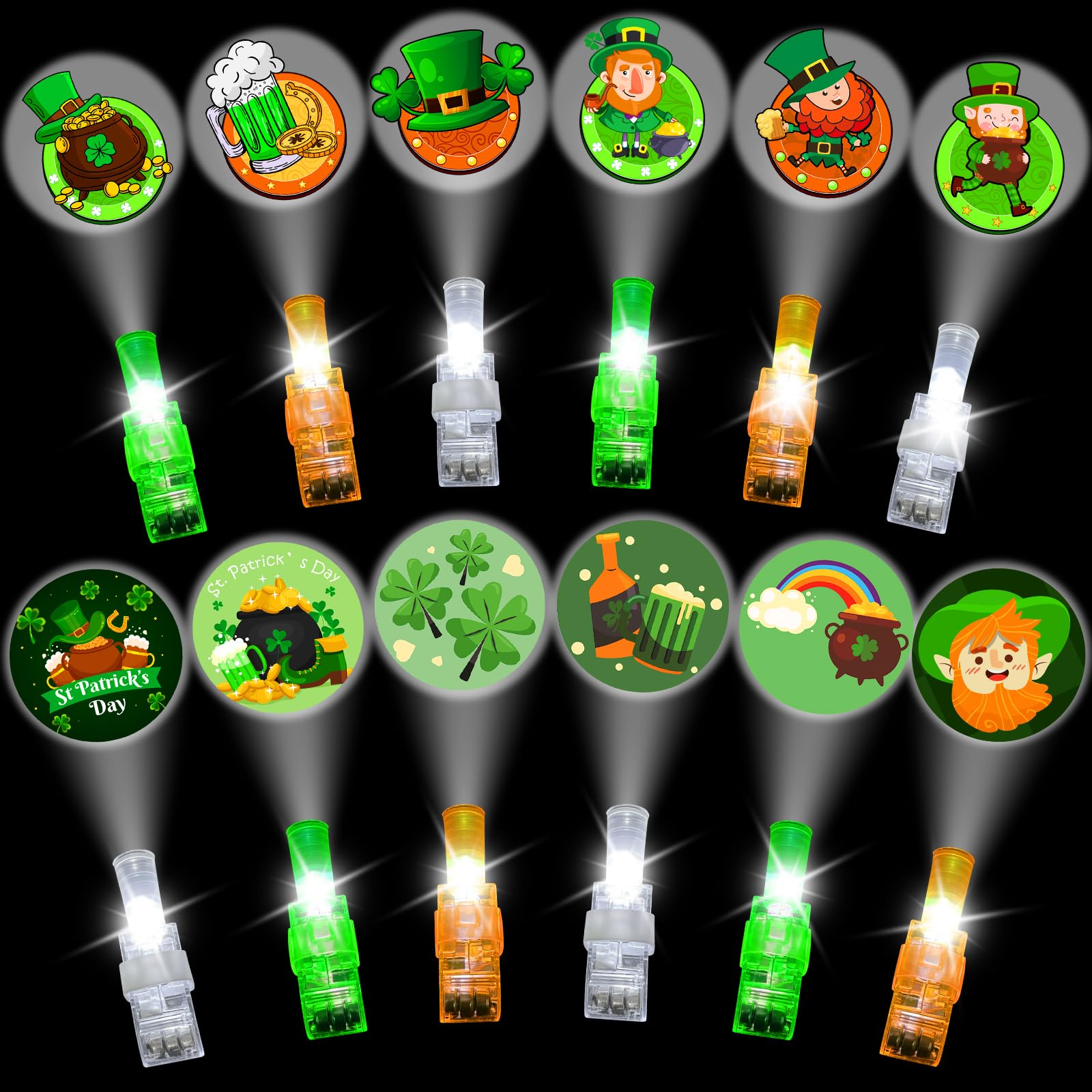 Bnsikun 36Pcs St.Patricks Day Finger Lights Light Up Toys Led Glow Finger Lights Glow in The Dark Toys Bulk for Stocking Stuffers St.Patricks Gifts