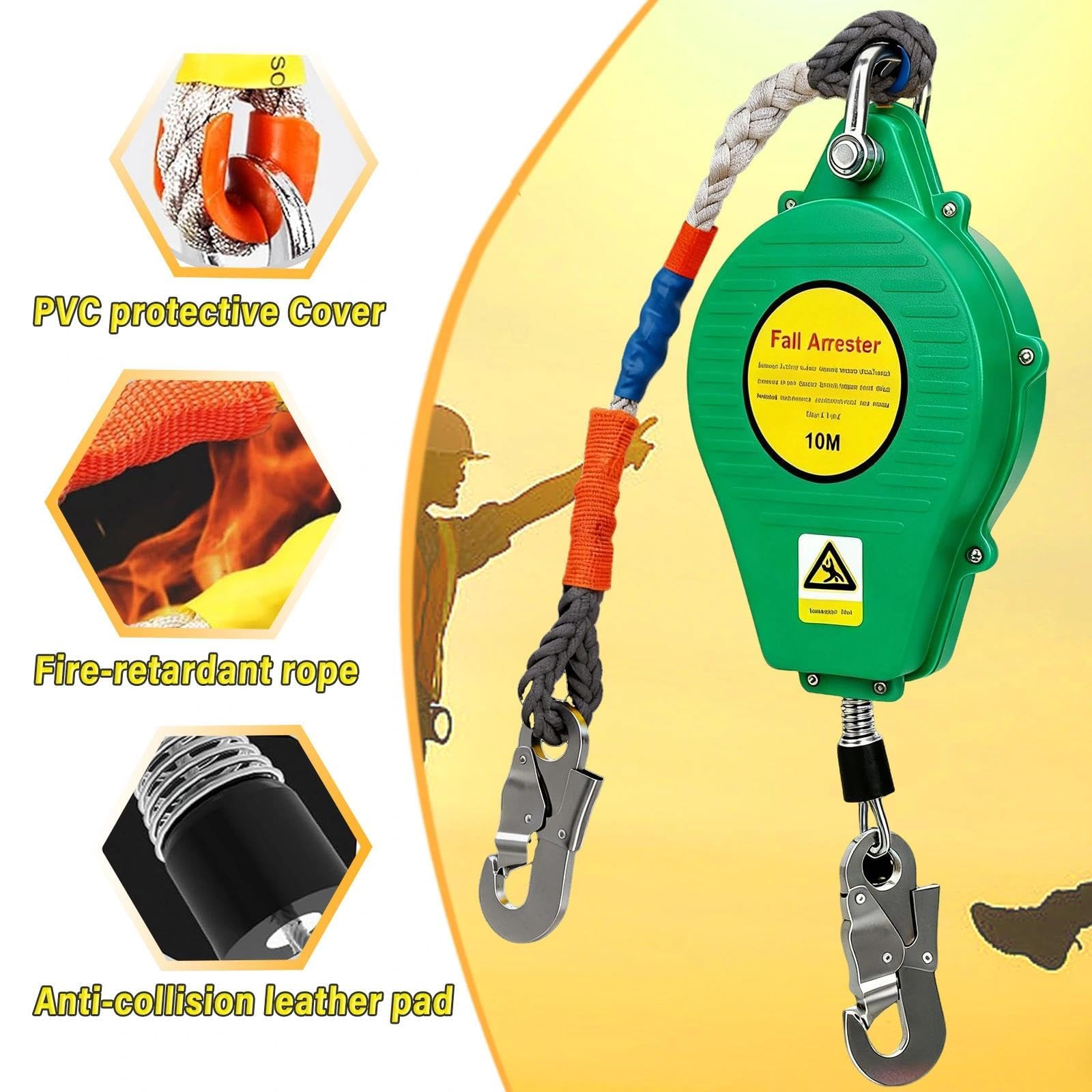 Dispositivo Anticaida Retractil Homologado 3-20m (Verde, 3m)