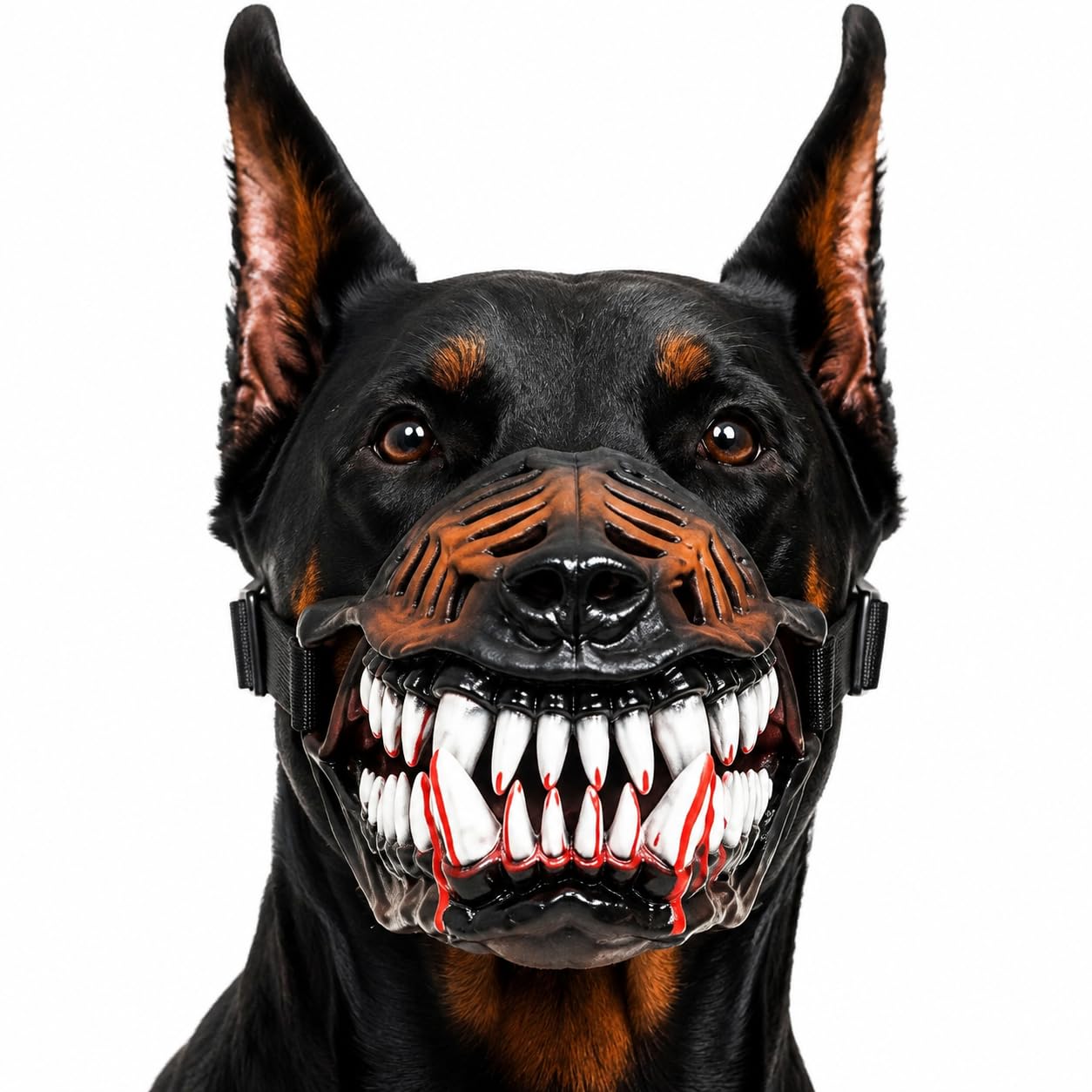Hell Hound Monster Dog Muzzle Mask, Scary Rubber Beast Costume, Lifelike Teeth Pet Mask with Adjustable Straps for Halloween Party Cosplay, Photo Shoots, Trick or Treat
