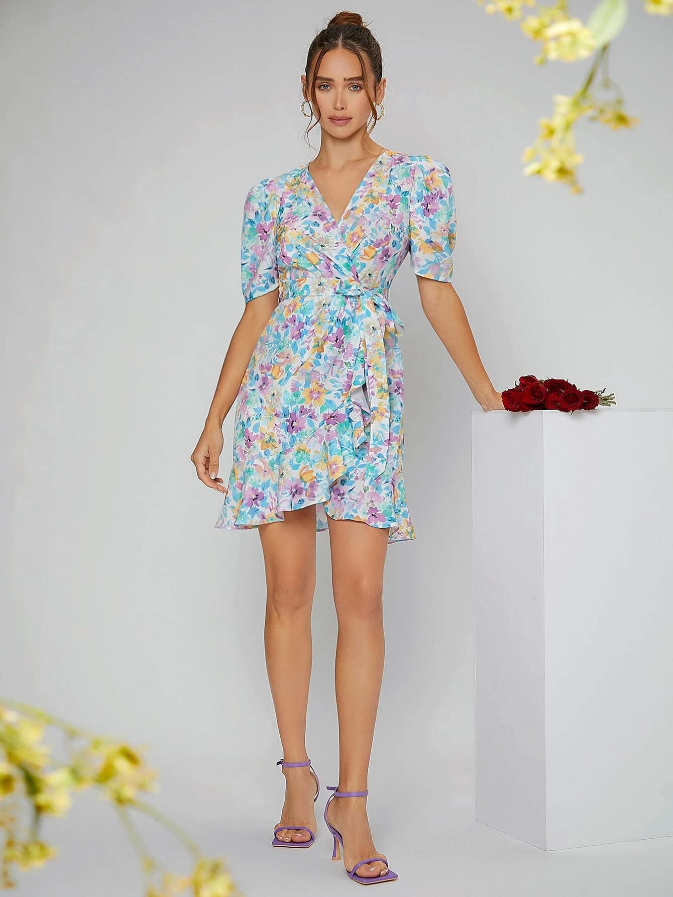 Dhruvi Trendz Womens Rayon Women Western Dresses Regular Fit A-Line (Dt-Wd-1033_Multicolor_S)