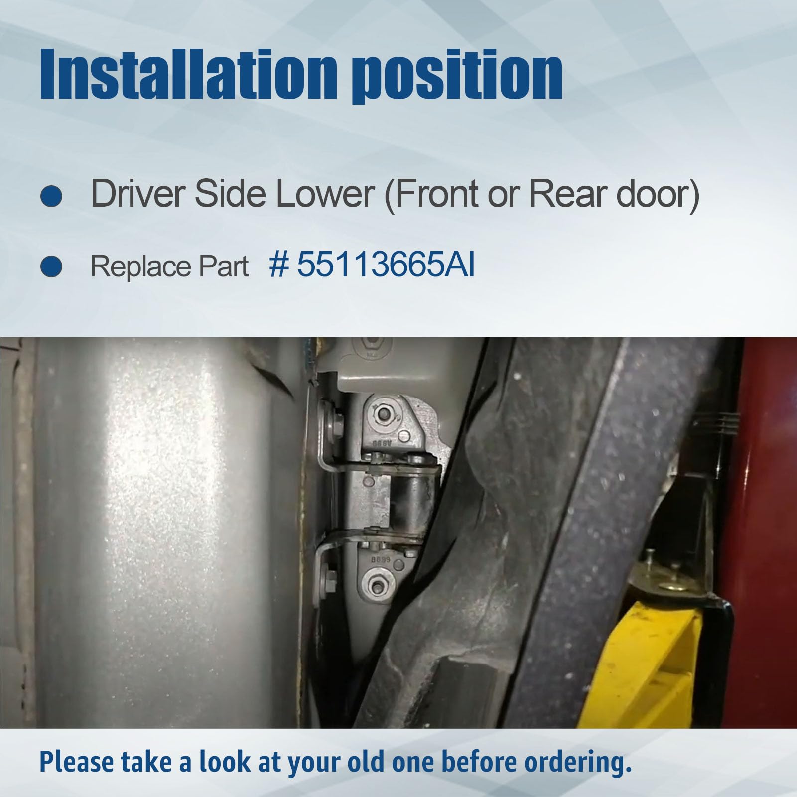 DanVard Driver Side Door Hinge Left Front or Rear Lower Replacement for Jeep Grand Cherokee for Dodge Durango Charger for Chrysler 300 2013-2019 55113665AI