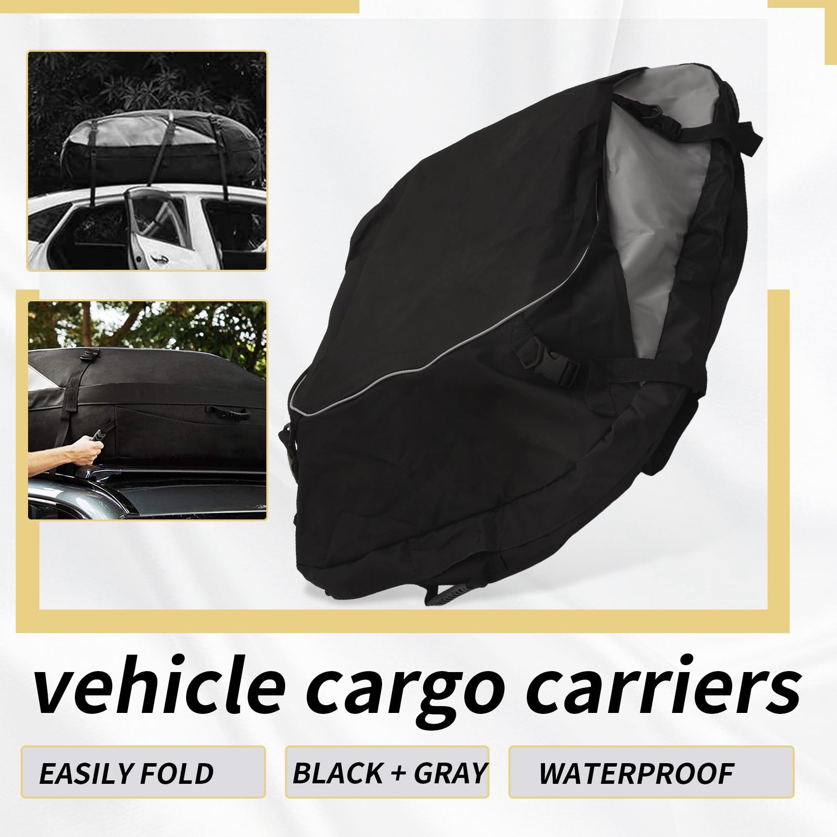 Bolsa de Techo de Coche y Soporte de Carga en la Azotea 15 Pies CúBicos Bolsa de Trabajo Pesado Bolsa de Almacenamiento Impermeable para Techo de Coche Bolsa Universal