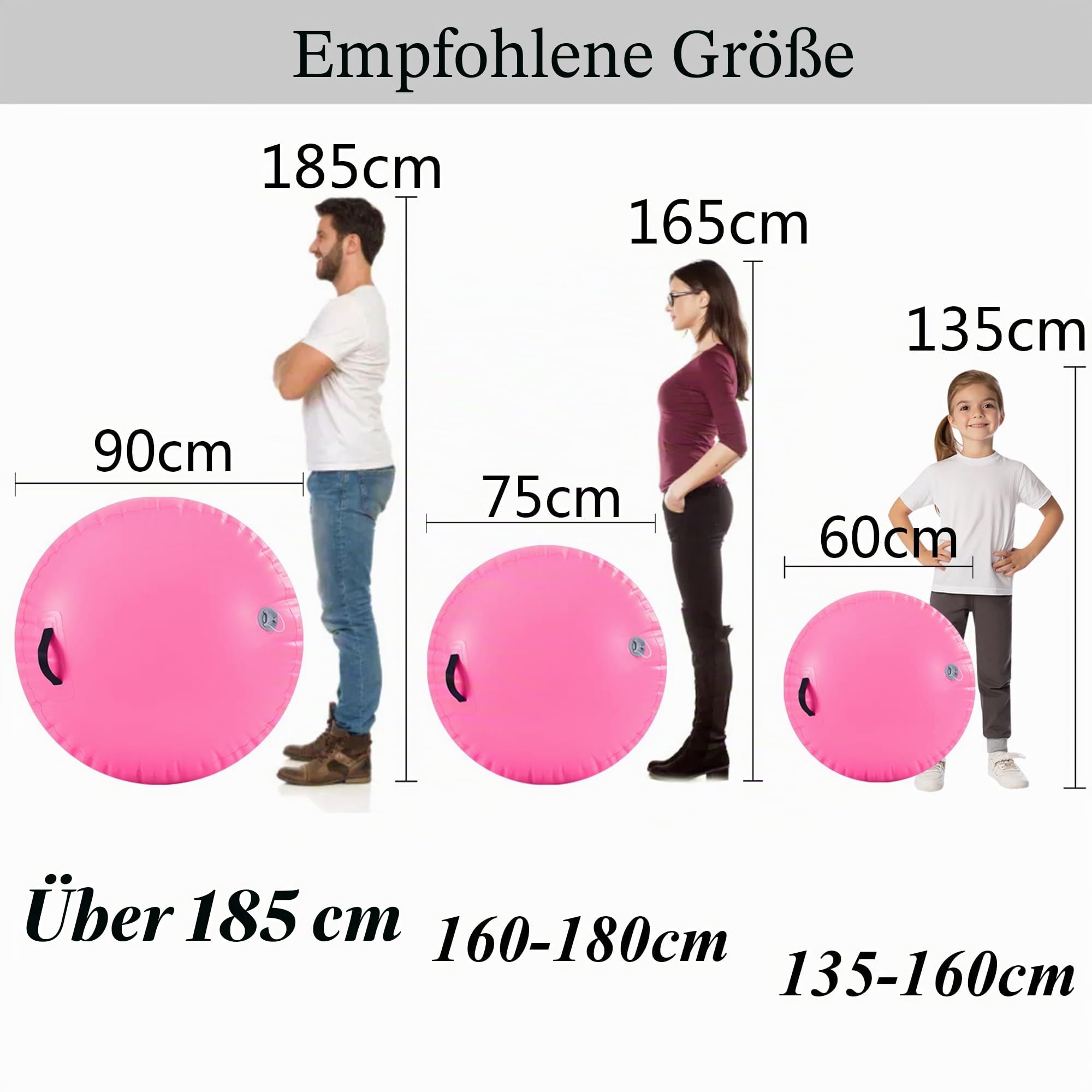 LSLIFE Luftrolle Aufblasbare Tumbling-Gymnastik Fass 60/75/90 cm Tumbling-Matte Luft-Tumble-Track-Matte Rückbeuge-Trainer mit elektrischer Luftpumpe für Training/Yoga/Backflip