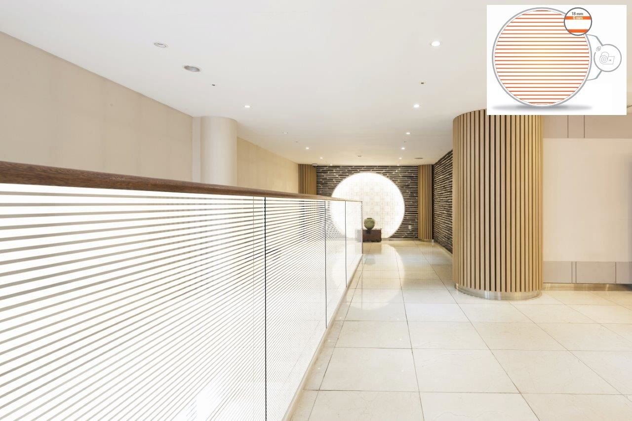 18mm Horizontal Striped Window Film - Doremy A Self Adhesive, Decorative Privacy Window Film, Glass Sticker, Frosted 18mm Horizontal Lines. 3mx100cm (40")