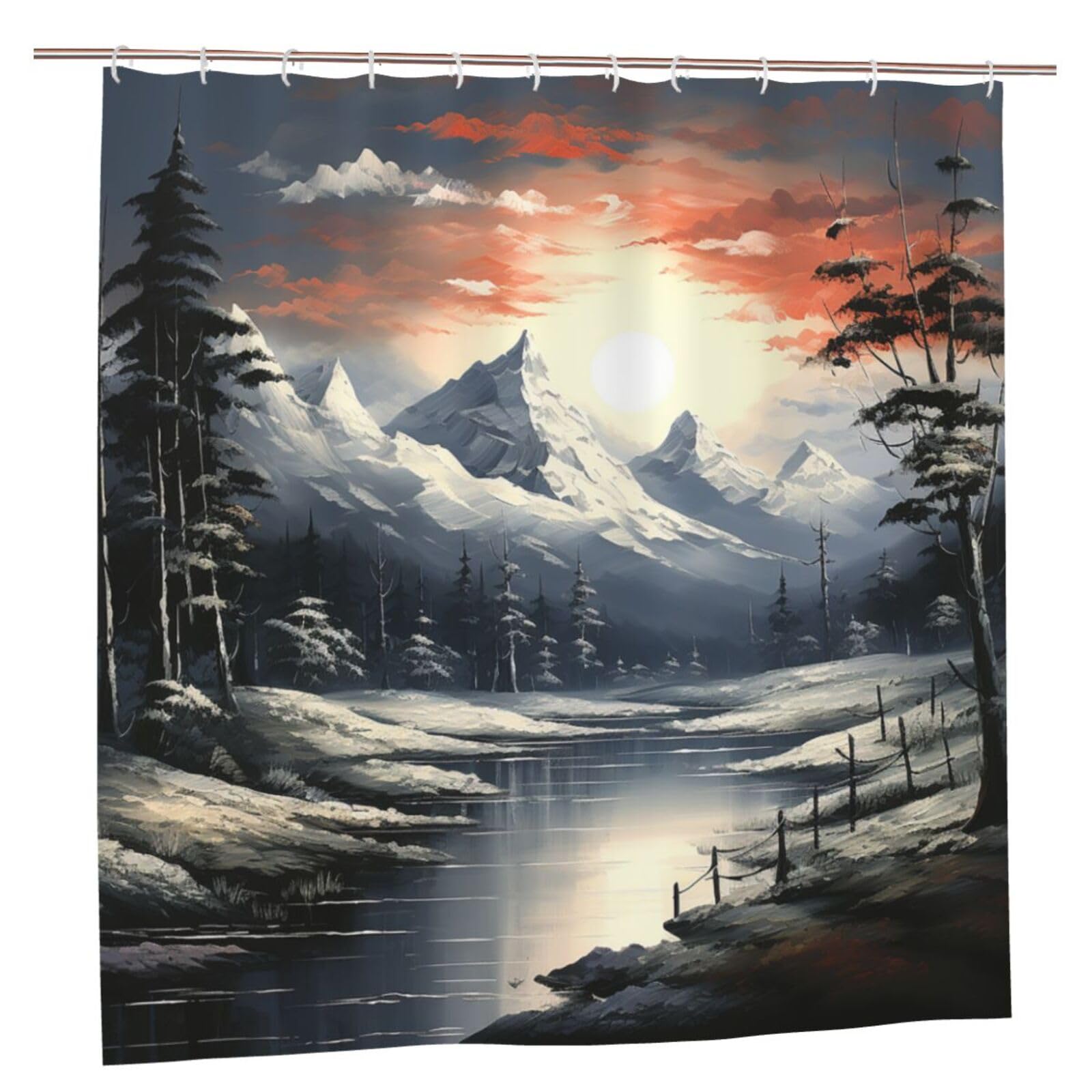 Rideau de douche imperméable 183x183 cm lavable avec crochets