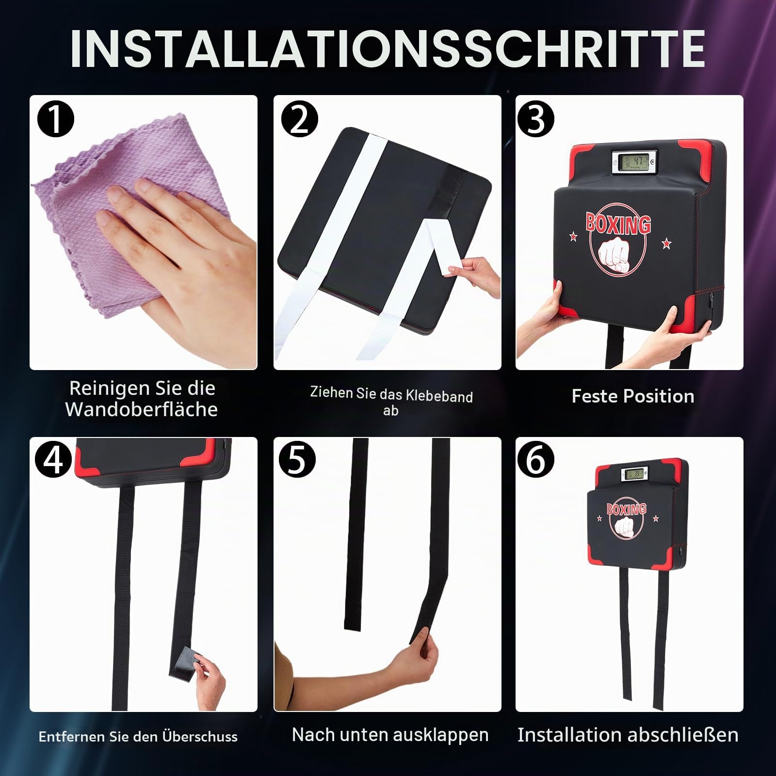 Hoteam Boxkrafttester, Schlagkraftsensor, verstellbare Höhe, Box-Trainingsgerät, Wandmontage, Boxer, Boxer, Boxsack, Maschine für Erwachsene und Kinder (stilvoll)
