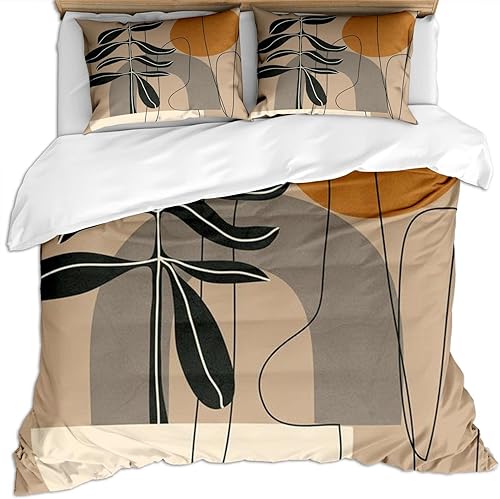 Miniatura 3 de LTAETHC Funda de edredón tamaño Queen, funda de edredón medieval con plantas tropicales bohemias, juego de ropa de cama de 3 piezas con plantas