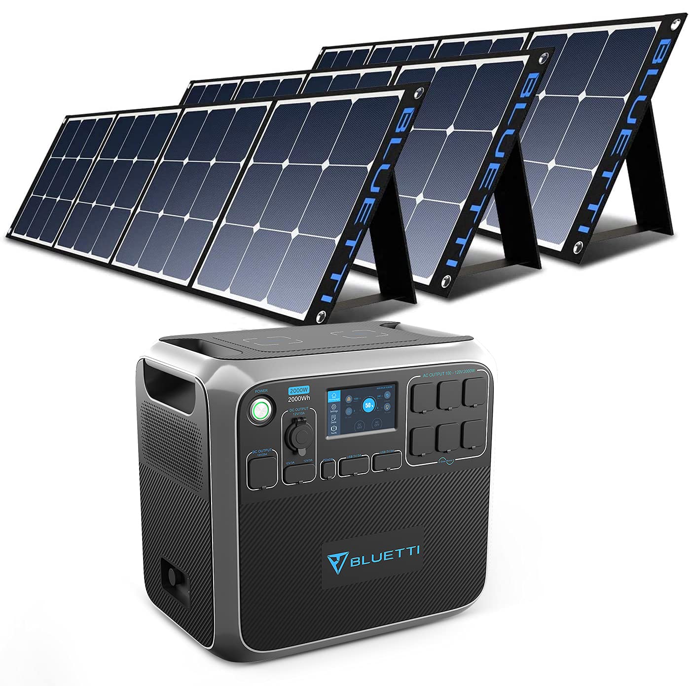 BLUETTI AC200P Portable Power Station with Solar Panel Included 2000W Solar Generator Kit with 3pcs 200W Foldable Solar Pa...