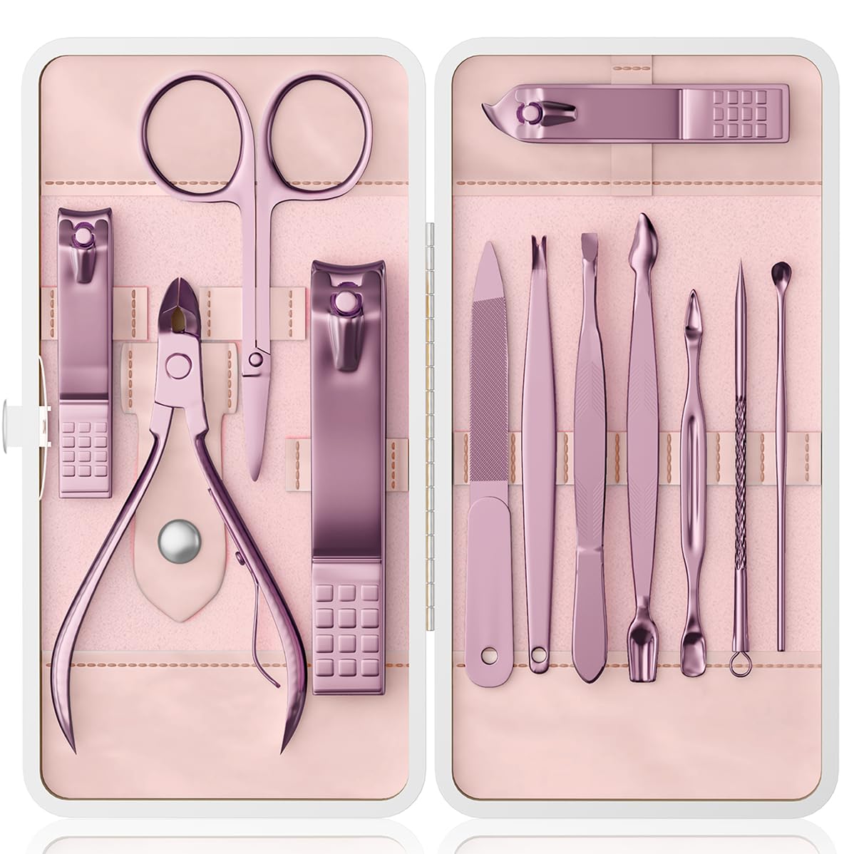 Stainless Steel Manicure Set with Travel Case -12 Stainless Steel Manicure Set with Travel Case -12