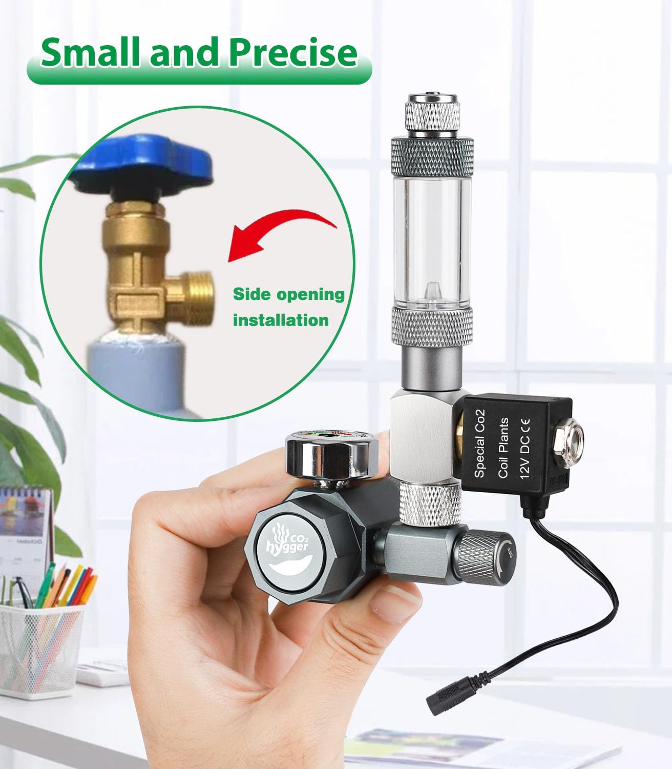Aquarium Co2 Regulator, Mini CO₂ System with Upgraded DC Solenoid and Bubble Counter Check Valve, Detachable Design, for Building CO₂ System in Aquatic Plant Tank
