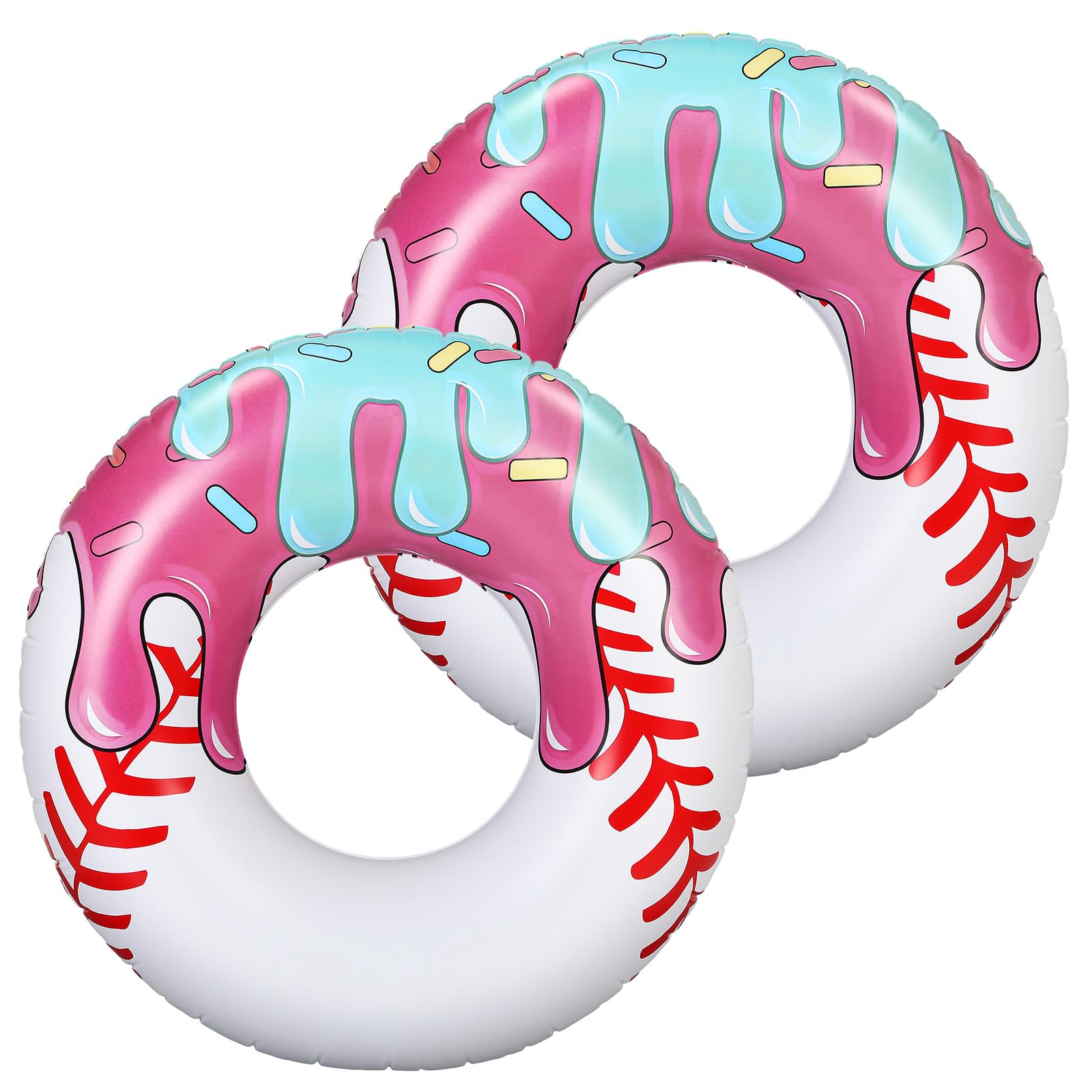 Photo 1 of 2 Pcs Ice Cream Drip Baseball Pool Floats 42.5 Inch Inflatable Swim Rings Summer Beach Pool Toys for Adult Ice Cream Baseball Party Themed Birthday Bridal Shower Party Supplies