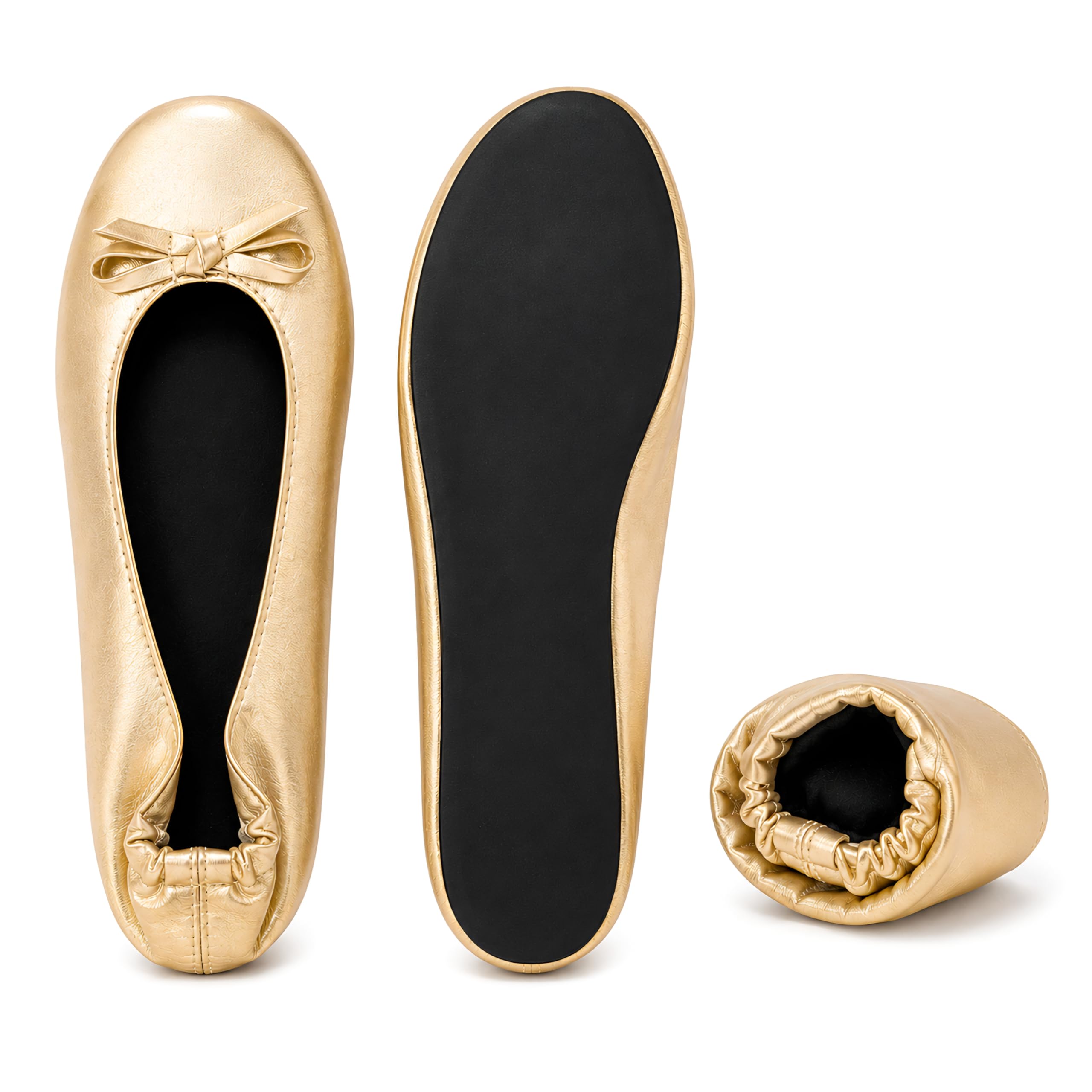 Genérico 12 Pares Manoletinas Plegables Color Beige Oro | Ideales para Boda