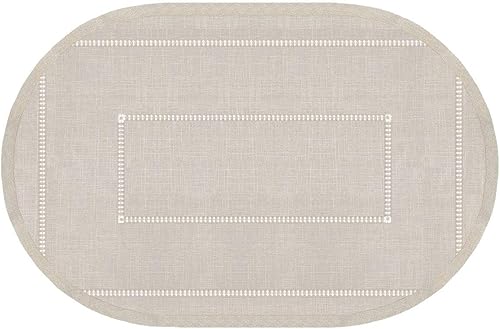 Miniatura 7 de Mantel natural hecho a mano con doble vainica, rectangular de 60 x 102 pulgadas