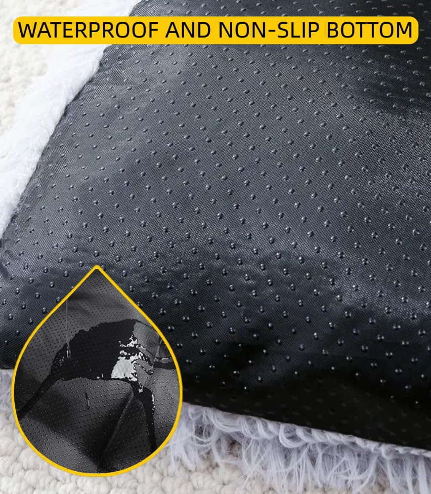 Hondenmand van Lang Pluche, Pluizige Hondenkussen voor Grote en Middelgrote Honden, Hondenbed Anti-Stress, Hondenmat met Antislipbodem, Hondenmatras Machinewasbaar(Grijs,80x118cm