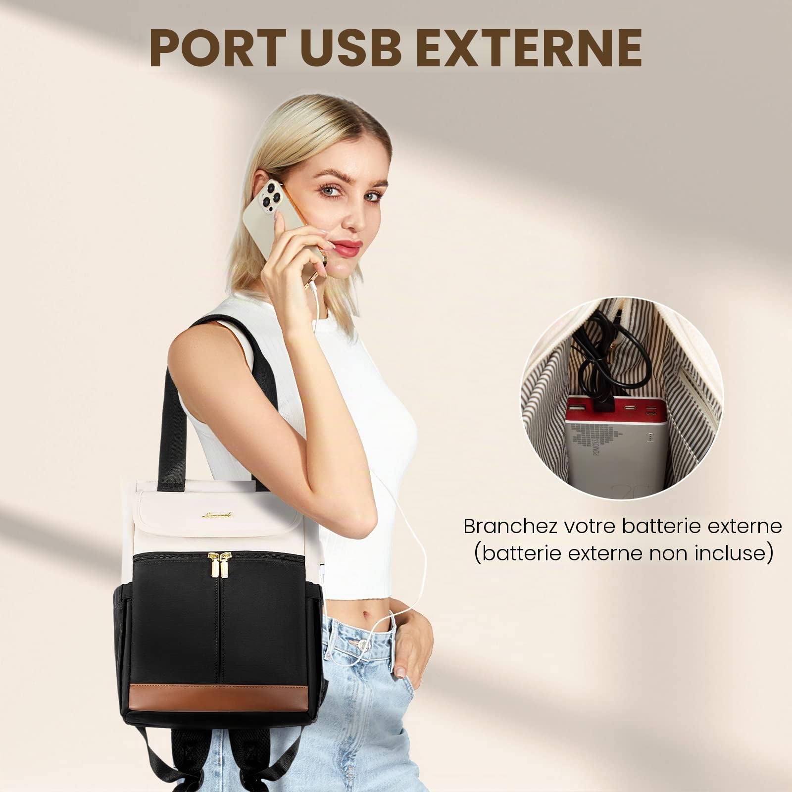 LOVEVOOK Sac a Dos Femme, Petit Mini Sacs à Main Portés Dos Femme, Leger Chic Sacs à Dos pour Ordinateur Portable pouces Cartable Fille Feminin Backpack pour Voyage Loisir Collège