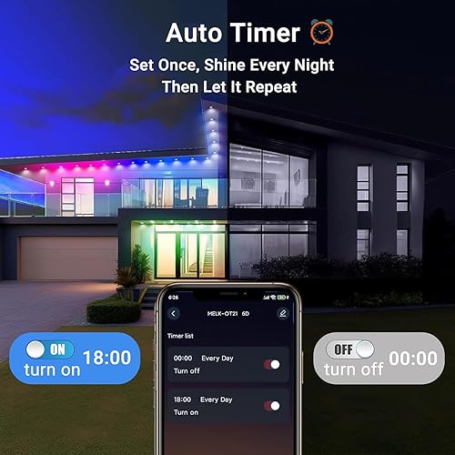 Miniatura 5 de Luces permanentes para exteriores, cadena de luces inteligentes para exteriores con modos de escena de bricolaje, 100 pies con 50 LED, IP67
