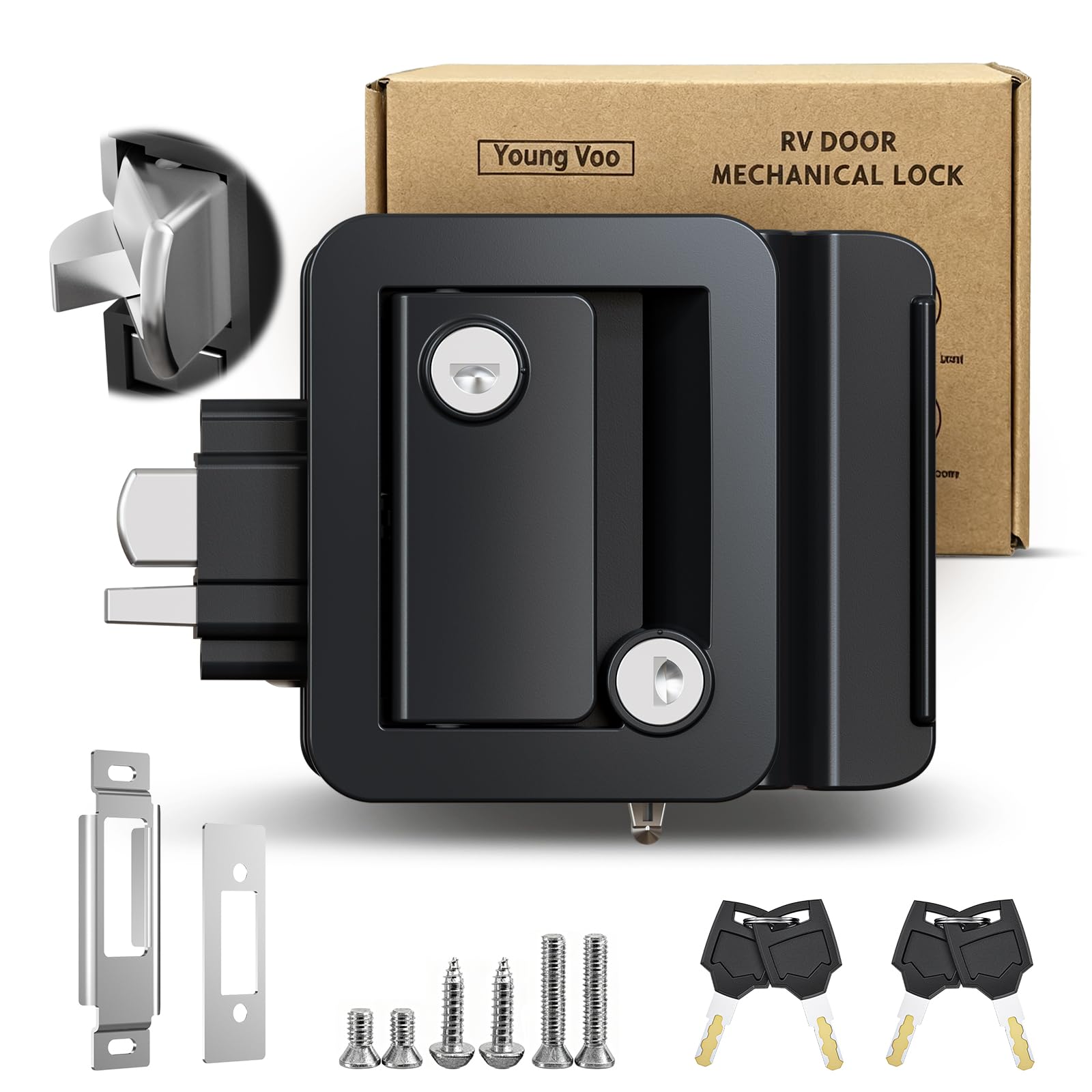 RV Door Lock, Camper Door Lock for RV Trailer, 1 Pack, 4 Keys