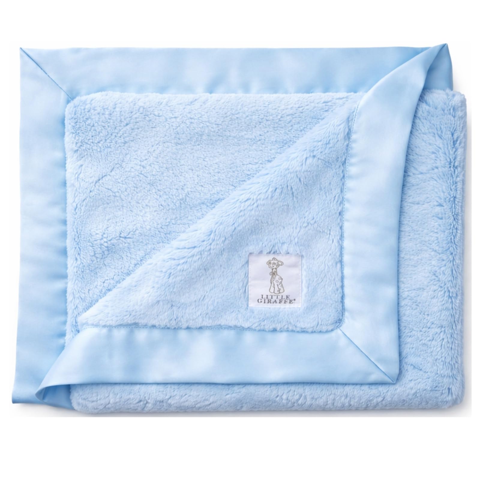 Little Giraffe Baby Blanket - Luxe Soft Blanket with Satin Trim - Baby Stroller Blanket - Newborn Baby Essentials & Baby Gifts - 29x35" - Blue