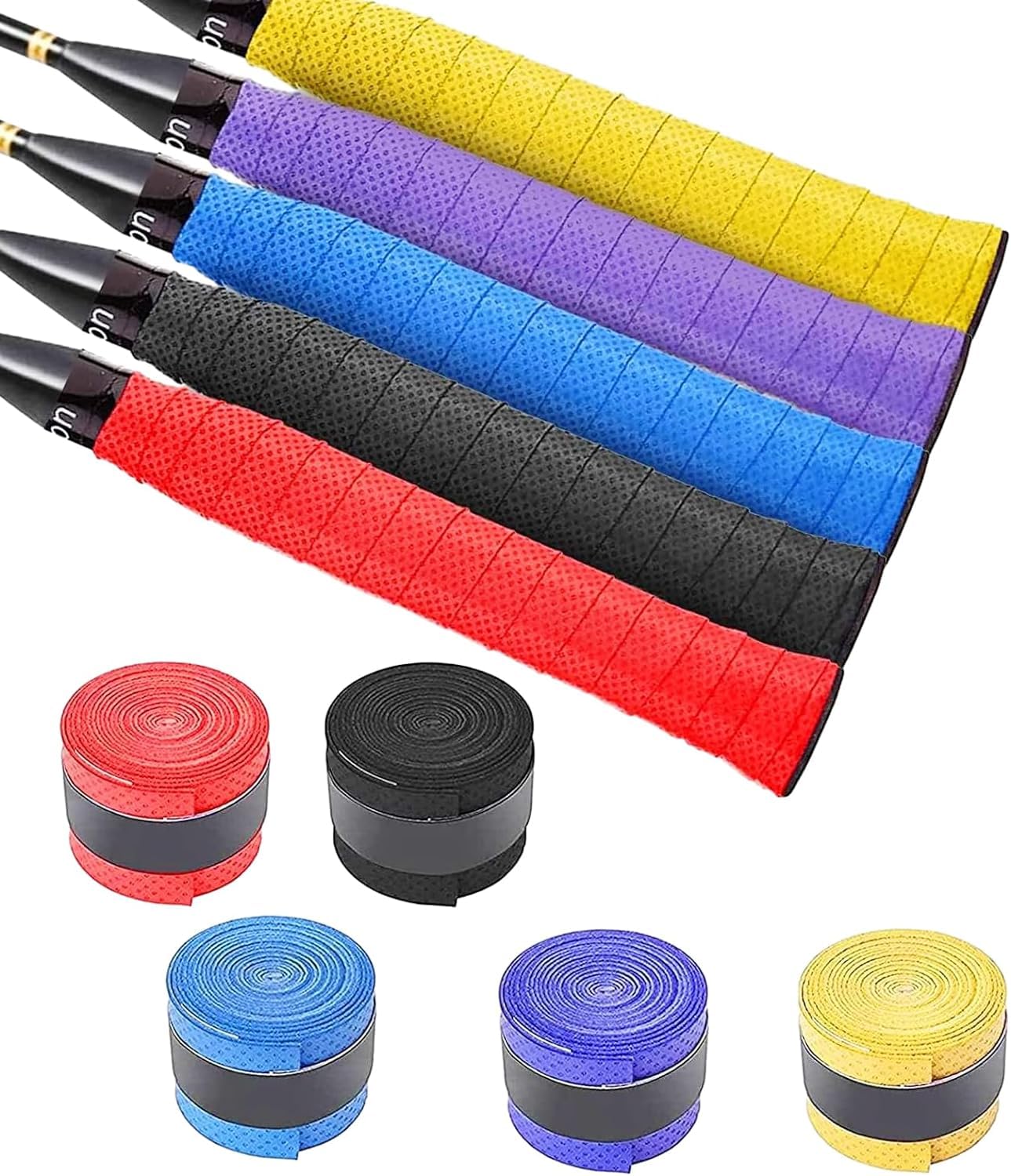 sukevitor4Pack PU Racquet Grip, Badminton Tennis Squash GripTape, Anti Slip Racquet Grip, Self-adhesive Racket Grip Tape