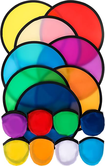 Foldable Flying Disc Fans Bulk with Bags 9.8 Inch Handheld Fly Cooling Fans Beach Flying Disc for Summer Outdoor Games Birthday Party Favors Halloween Christmas New Year