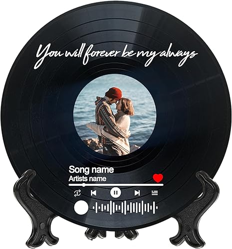 Placa de vinilo personalizada, foto y canción personalizadas, regalos para parejas, para aniversario, boda, cumpleaños, día de San Valentín,