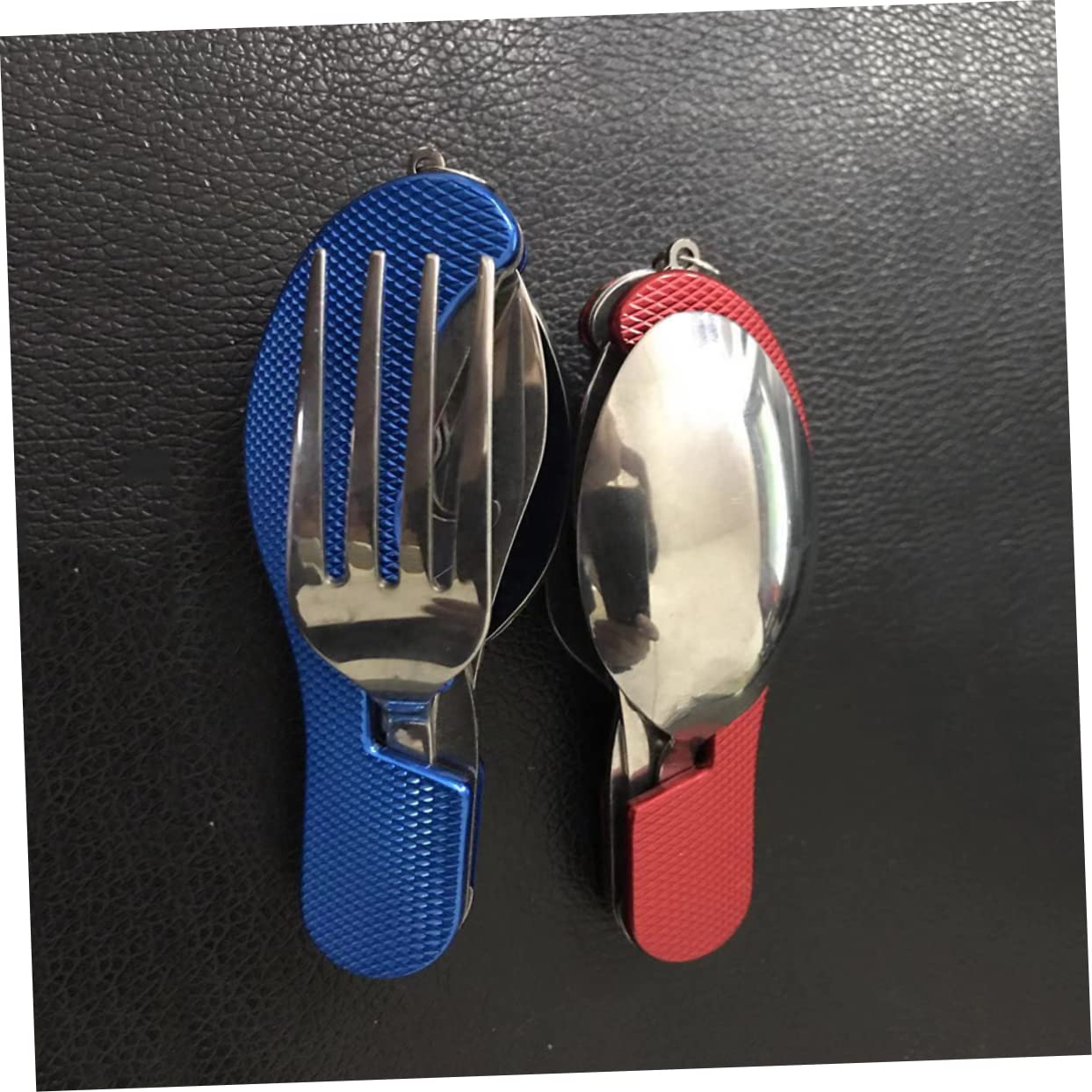 INOOMP 3 Set bacchette cucchiaio forchetta chiudibili pieghevoli cucchiaio da campeggio portatile utensili da portata in acciaio inossidabile posate pieghevoli piega