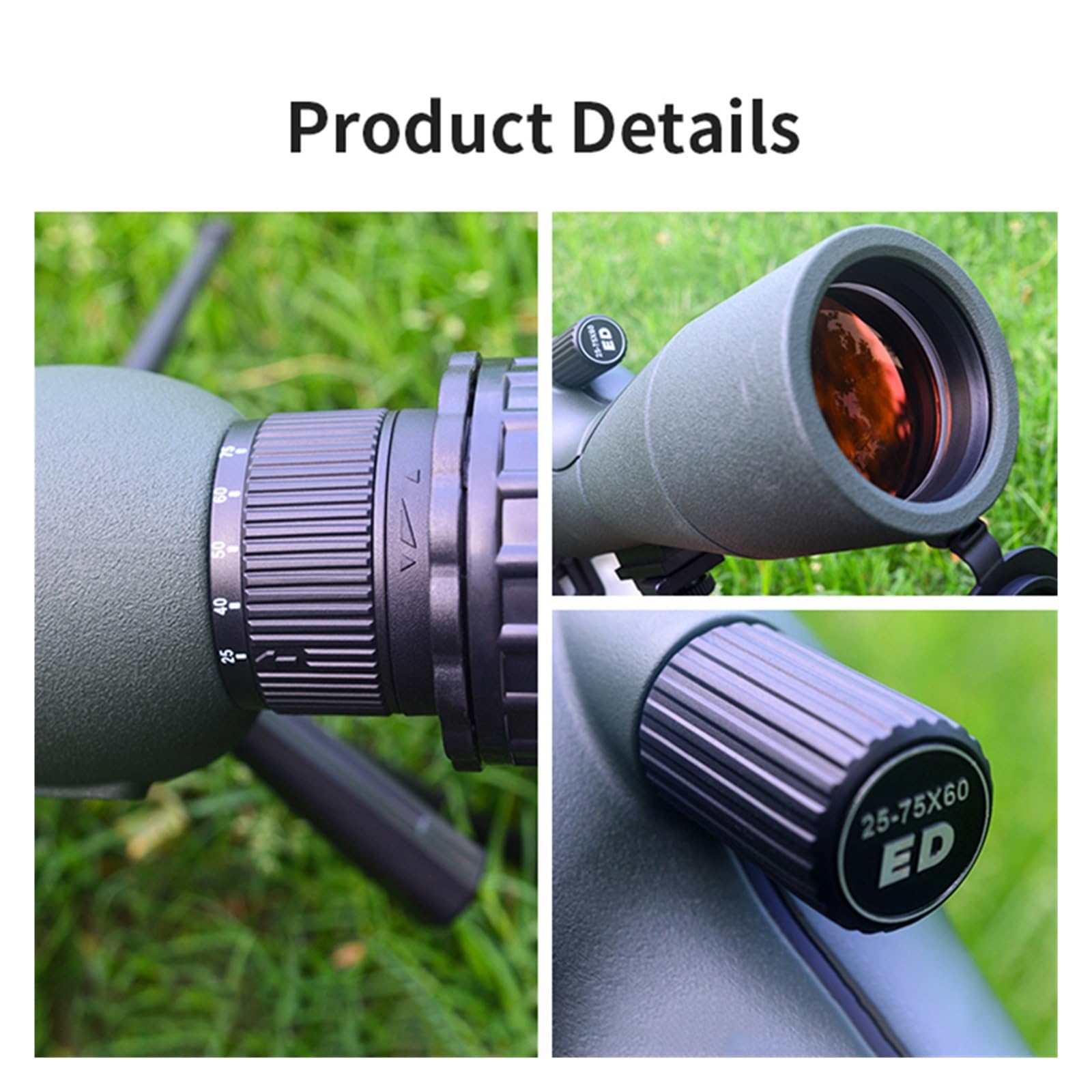 25-75x60mm HD Luneta Obiektyw ED Potężny Monokularowy Teleskop Z Powiększeniem Bak4 Pryzmat Na Zewnątrz Camping Obserwacja Ptaków Strzelanie PrzenośNy I Lekki(Black only monocular)