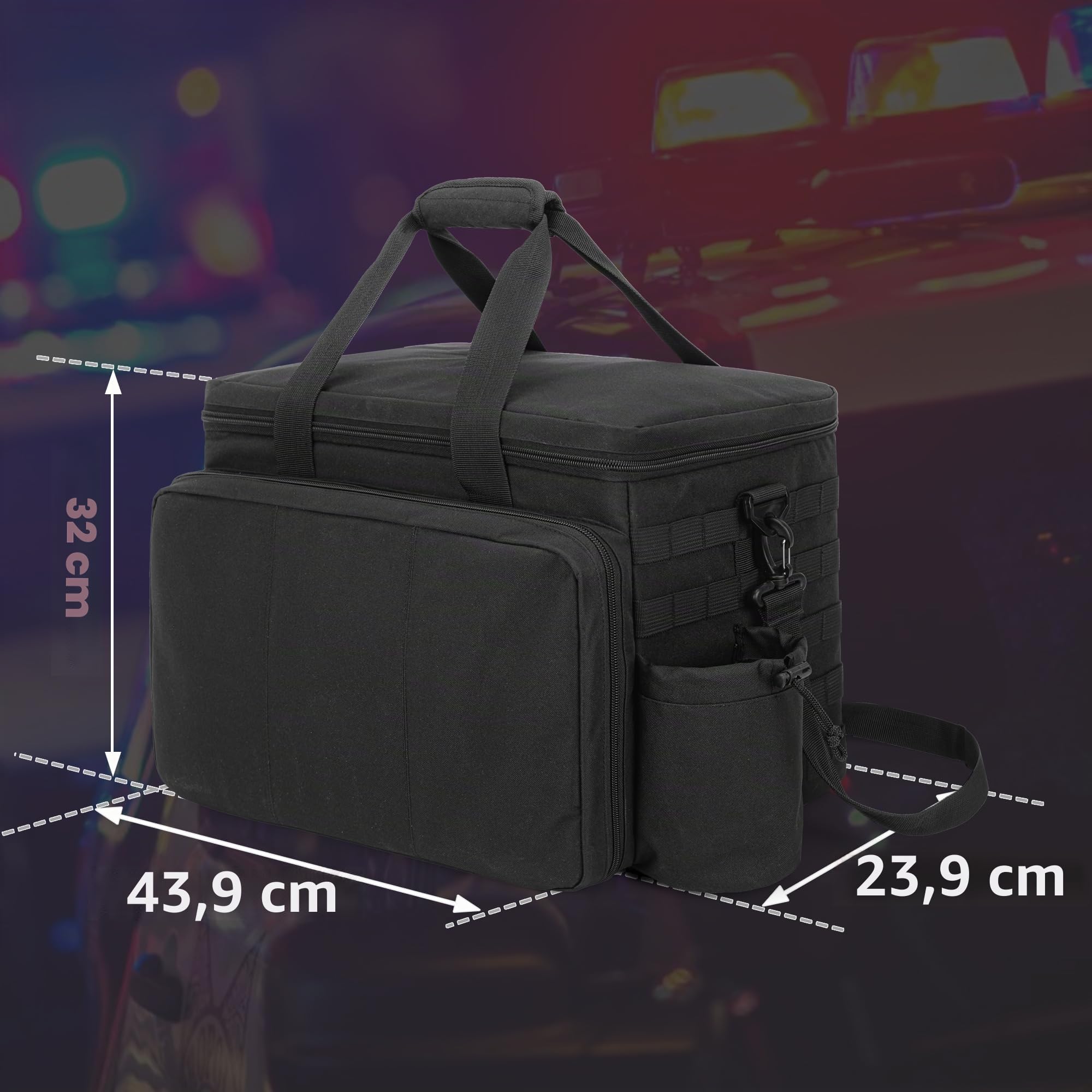 Trunab Polizei Tasche Taktische Range Bag Molle Organizer Vordersitz-Organizer für Beifahrersitz Militär Getränkehalter