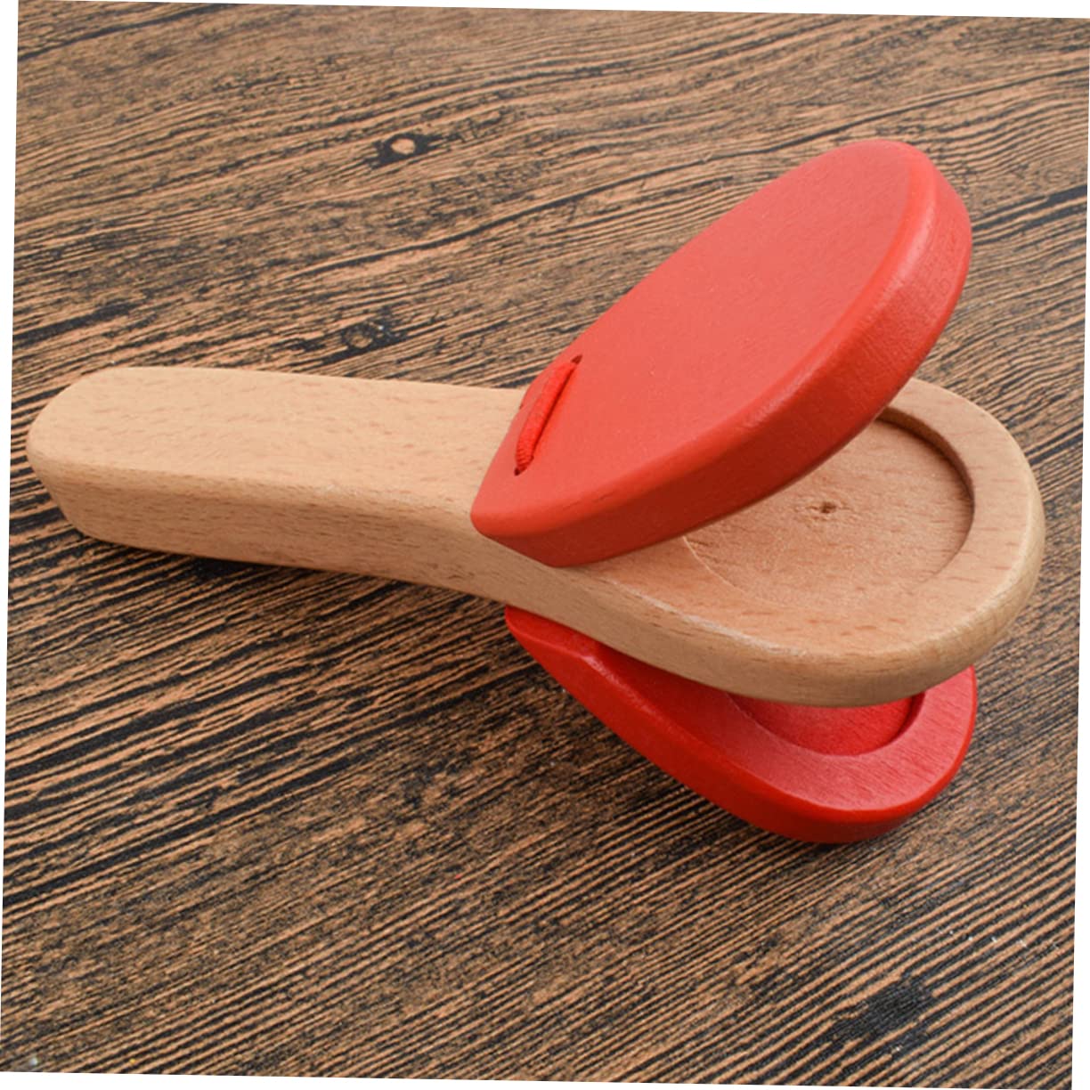 BESPORTBLE 2sets 3pcs Wooden Castanets Handheld for Educational Music Percussion Plaything for Rhythm Development and Coordination Skills Random Style Random Color 3pcs*2