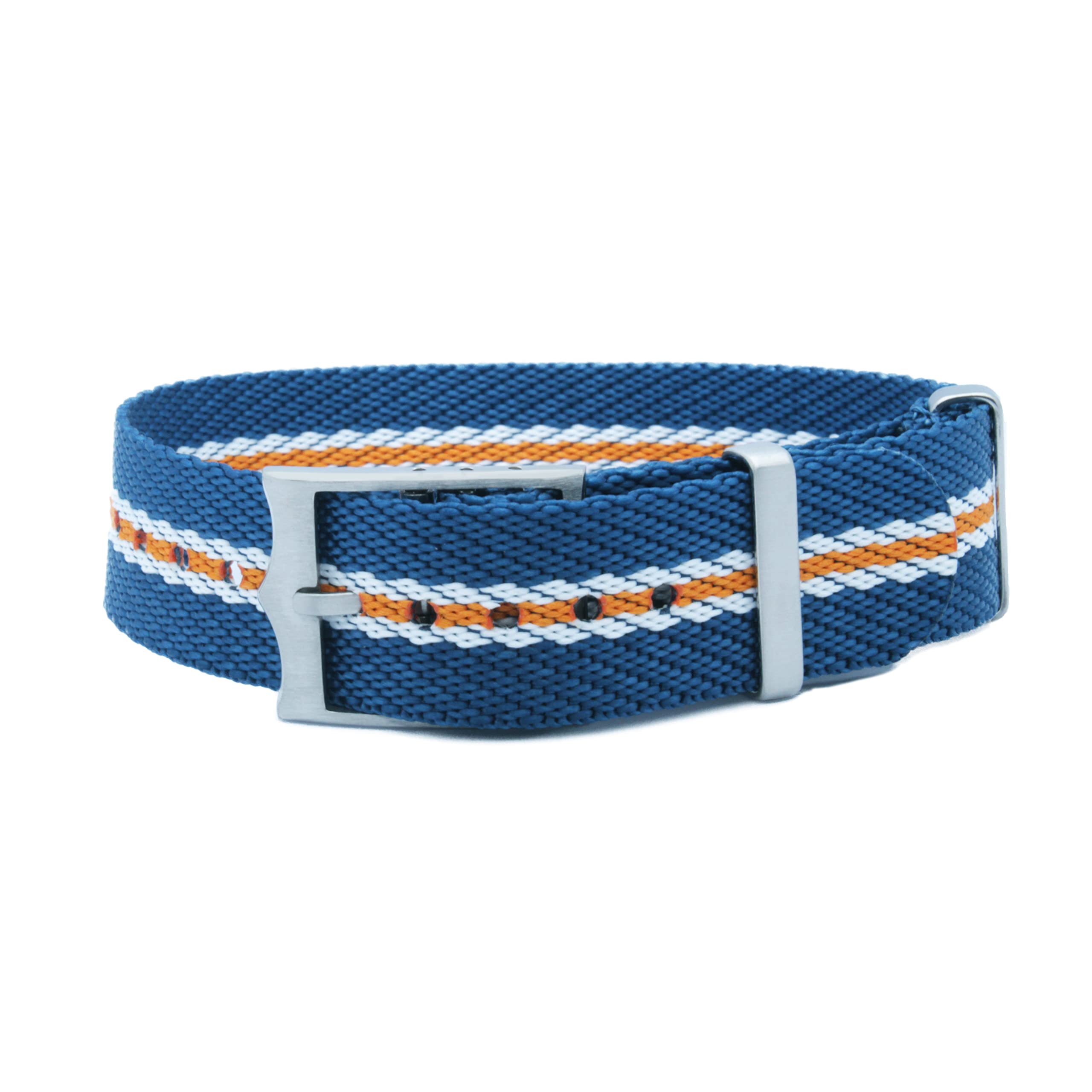 WAMD Single Layer/Single Pass Nylon Fabric NATO Watch Straps/Bands with Crown Buckle - Choice of Colour & Width (Blue, White and Orange, 22 mm) (B0BFHYHYSJ) Amazon Price History, Amazon Price Tracker