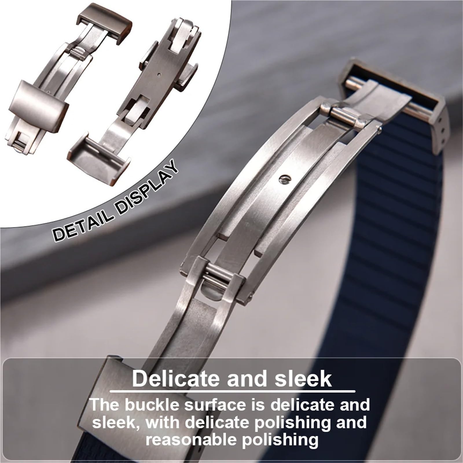 Generico Bracelet à boucle bicolore: caoutchouc tressé, dégagement rapide 20 mm